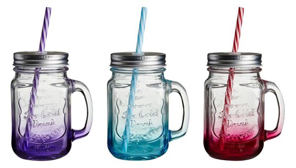 Sada 3 farebných pohárov so slamkou Premier Housewares