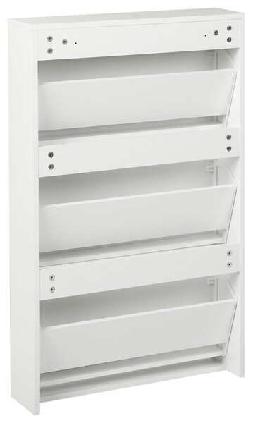 Skrinka na topánky biela MDF rám zkradlová predná strana 3 priehradky moderný dizajn predsieň