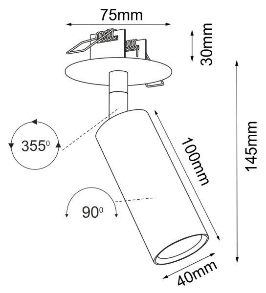 Brosline 3252 - Zapustené bodové svietidlo ACE 1xGU10/4W/230V, čierne