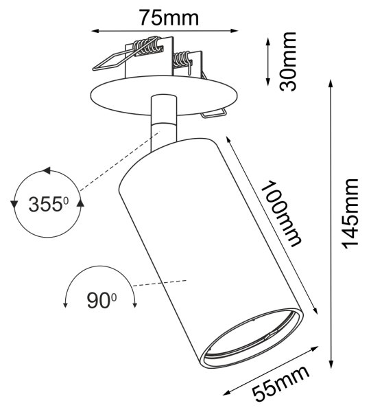 Brosline 3255 - Podhľadové bodové svietidlo ACE 1xGU10/10W/230V biela