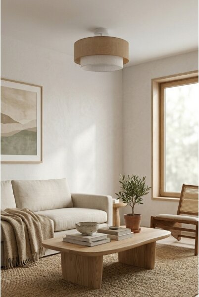 Brilagi - Prisadený LED luster BOHO ECO 1xE27/10W/230V pr. 40 cm béžová/krémová