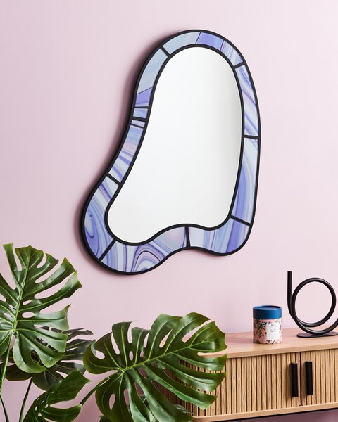 Nástenné zrkadlo fialové MDF sklenený rám 49 x 83 cm asymetrické moderný štýl obývacia izba chodba