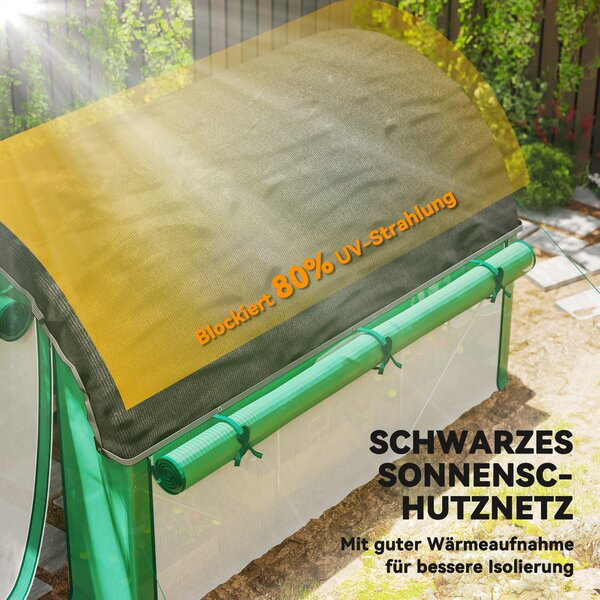OUTSUNNY Foliovník polkruh so slnečnou clonou 300 x 200 x 200 cm zelený