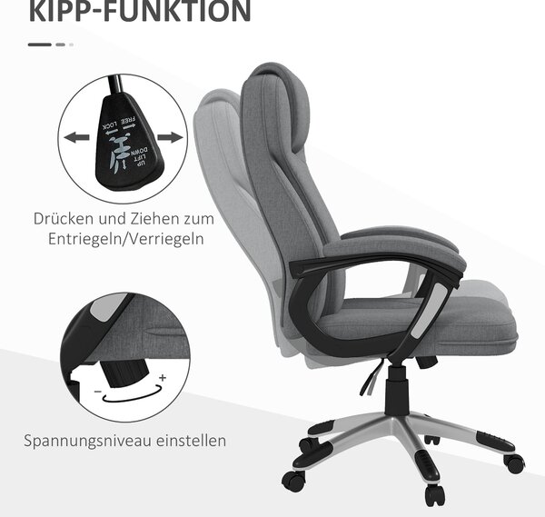 VINSETTO Kancelárske kreslo s funkciou hojdania 66 x 75 x 110-120 cm sivé