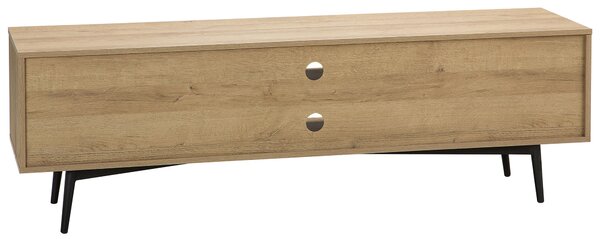 Televízne nábytok svetlá farba dreva MDF doska oceľ 50 x 160 x 40 cm retro elegantný biely geometrický vzor multifunkčné obývačka