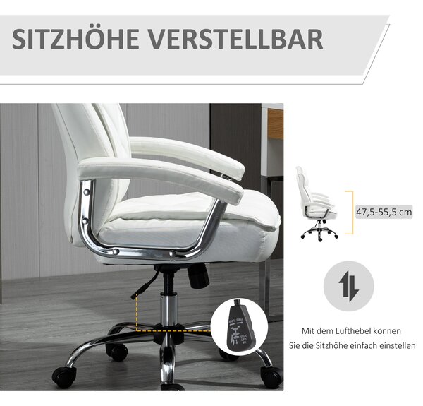 Kancelárske kreslo VINSETTO imitácia kože biela