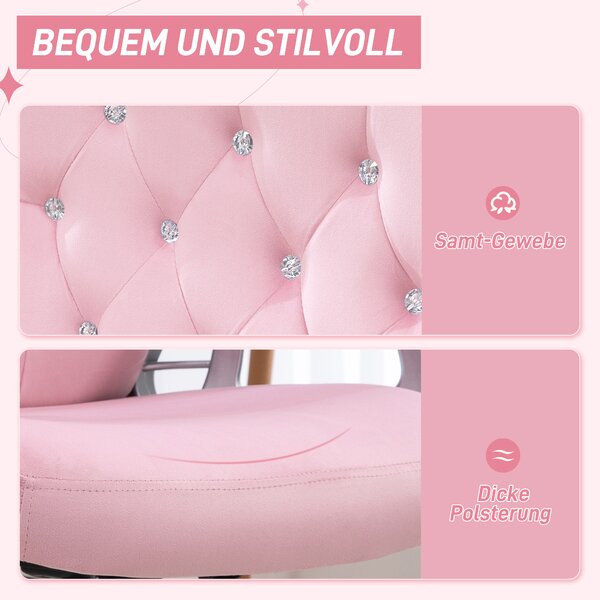 HOMCOM Kancelárske kreslo VINSETTO velvet pink