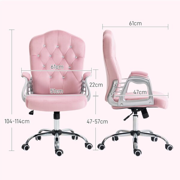 HOMCOM Kancelárske kreslo VINSETTO velvet pink