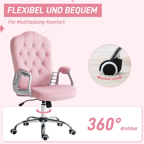 HOMCOM Kancelárske kreslo VINSETTO velvet pink