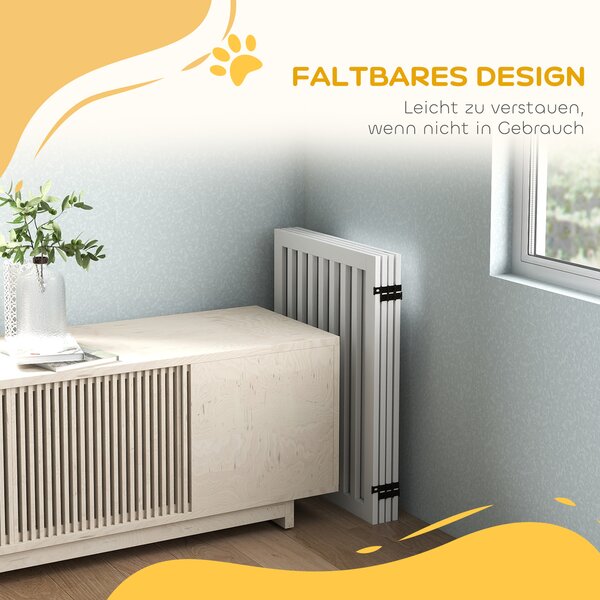 PAWHUT Štvordielna drevená zábrana pre psov 60-240 x 81 cm biela