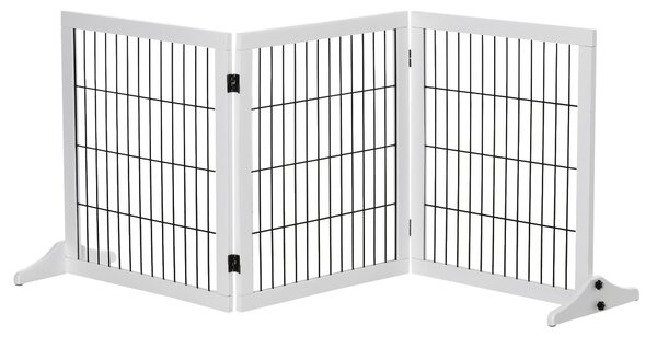 PAWHUT Trojdielna drevená zábrana pre psov 185 x 71 x 36 cm biela