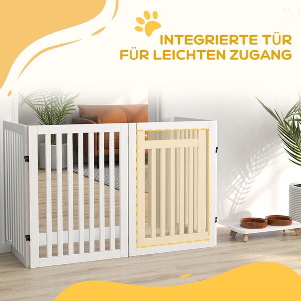 PAWHUT Štvordielna drevená zábrana pre psov 60-240 x 81 cm biela