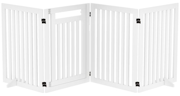 PAWHUT Štvordielna drevená zábrana pre psov 60-240 x 81 cm biela