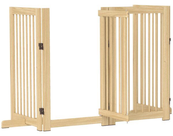PAWHUT Štvordielna drevená zábrana pre psov 55-220 x 91 cm svetlé drevo