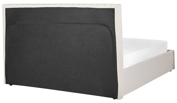 Posteľ s úložným priestorom béžový polyester 160 x 200 cm vysoké prešívané čelo nábytok do spálne