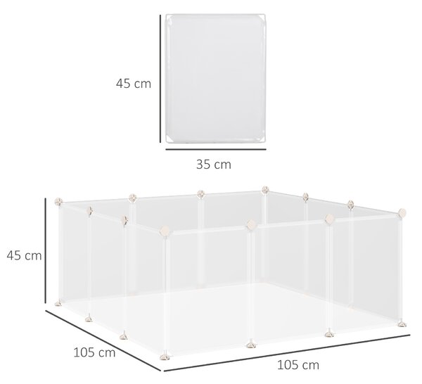PAWHUT Ohrádka pre malé domáce zvieratá 12 panelov 105 x 45 x 105 cm biela