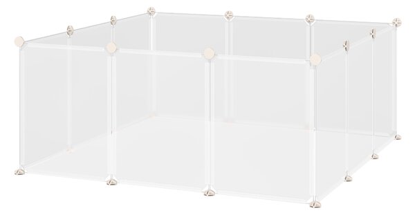 PAWHUT Ohrádka pre malé domáce zvieratá 12 panelov 105 x 45 x 105 cm biela