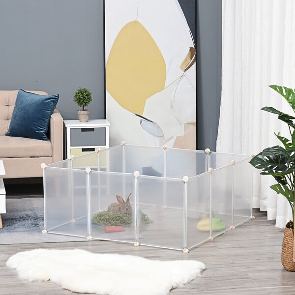PAWHUT Ohrádka pre malé domáce zvieratá 12 panelov 105 x 45 x 105 cm biela