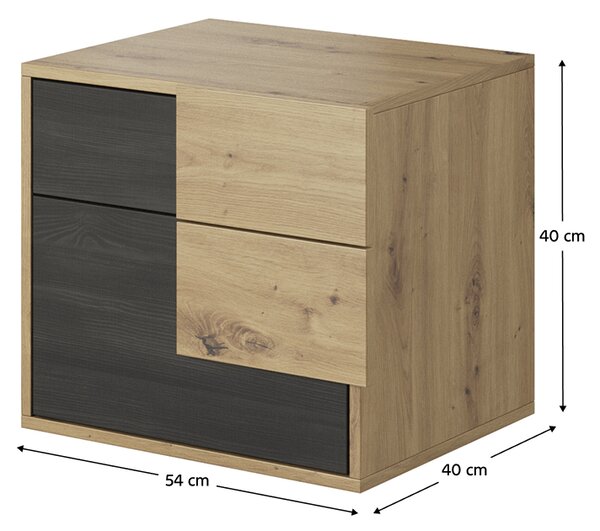 KONDELA Spálňová zostava (skriňa+posteľ+2x nočný stolík), dub artisan/čierna borovica nórska, BAFRA