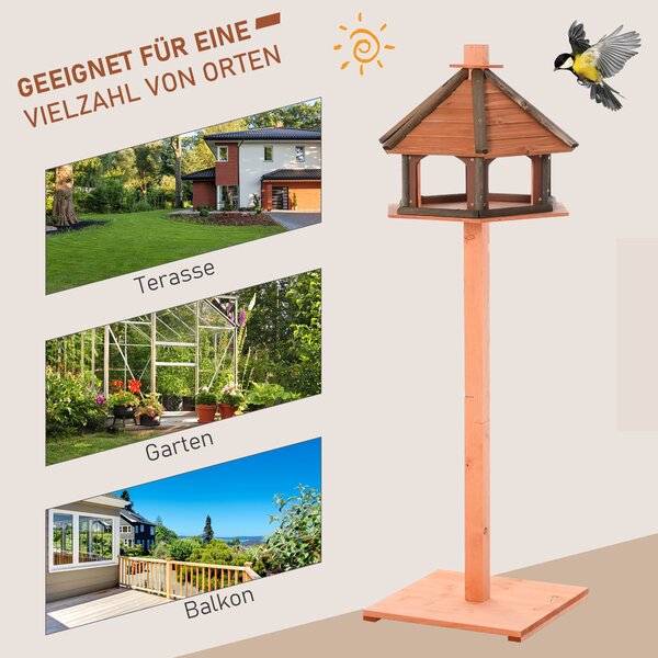 PAWHUT Vtáčie kŕmidlo drevená vila 52 x 130 x 52 cm prírodné drevo