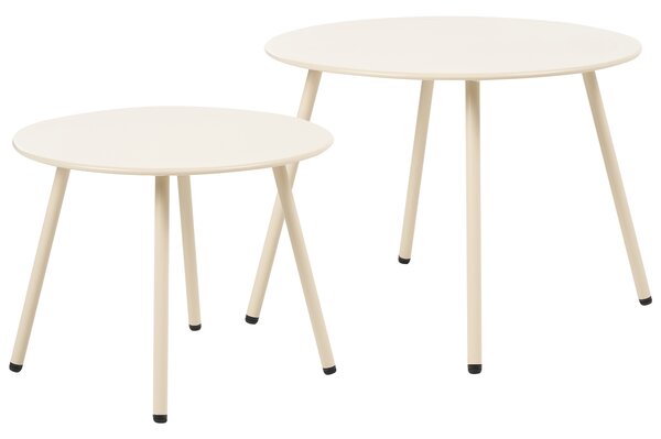 Sada 2 záhradných konferenčných stolíkov béžová oceľ 50 x 50 x 40/60 x 60 x 45 cm práškovo lakované odolné moderný štýl