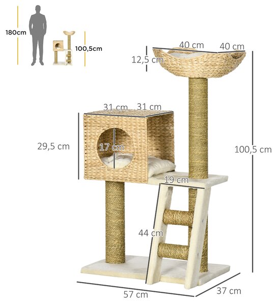 PAWHUT Škrabadlo pre mačky z prírodných materiálov 101 cm