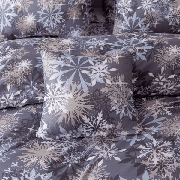 Sada 2ks obliečok z mikrovlákna SNOWFLAKE modrosivé + plachta Jersey 180x200cm biela, dvojlôžko