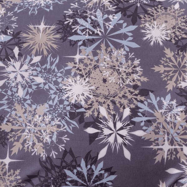 Sada 2ks obliečok z mikrovlákna SNOWFLAKE modrosivé + plachta Jersey 180x200cm biela, dvojlôžko