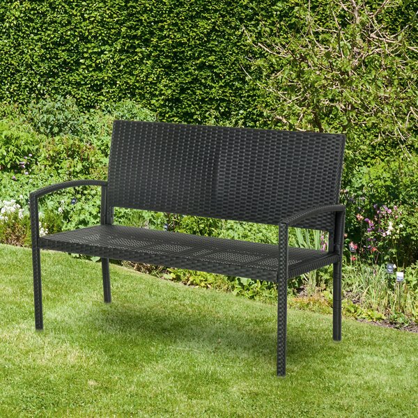 OUTSUNNY Polyratanová záhradná lavica dvojmiestna 122 x 60 x 87 cm