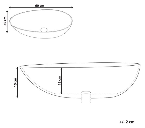Umývadlo na dosku biele solid surface oválne s tenkým okrajom moderná kúpeľňová umývadlová misa