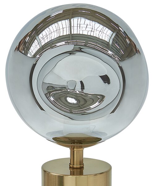 Stolná lampa mosadzný kovový podstavec strieborné sklenené tienidlo moderný glamour dizajn osvetlenie do obývacej izby