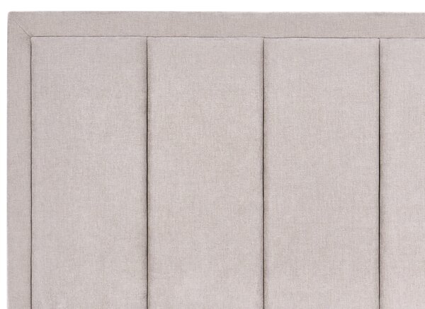 Posteľ s úložným priestorom sivobéžová 140 x 200 cm ženilkové čalúnenie prešívané čelo zdvíhací rošt minimalistický dizajn