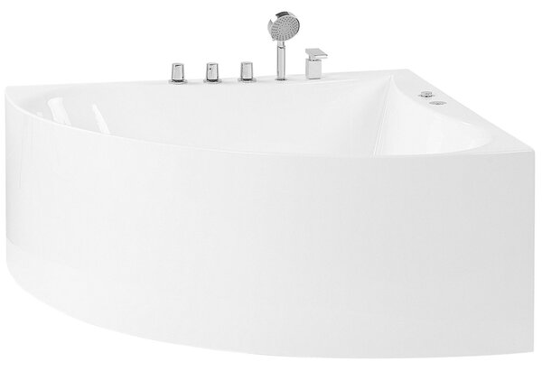 Vírivá rohová vaňa biela akrylát 187 x 133 cm trojuholníkový tvar hydromasážna pre 1 osobu moderný štýl kúpeľňa