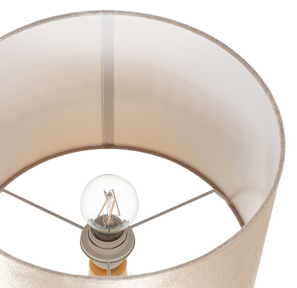 Stolná lampa žltá keramická 54 cm lesklý podstavec látkové tienidlo retro dizajn obývacia izba spálňa