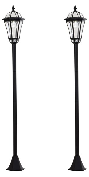 OUTSUNNY Sada dvoch solárnych svietidiel Ø18,5 x 129 cm čierna
