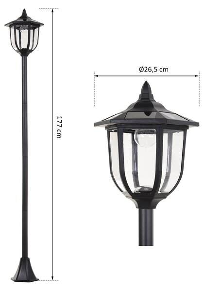 OUTSUNNY Záhradný lampáš Ø26,5 x 177 cm čierny