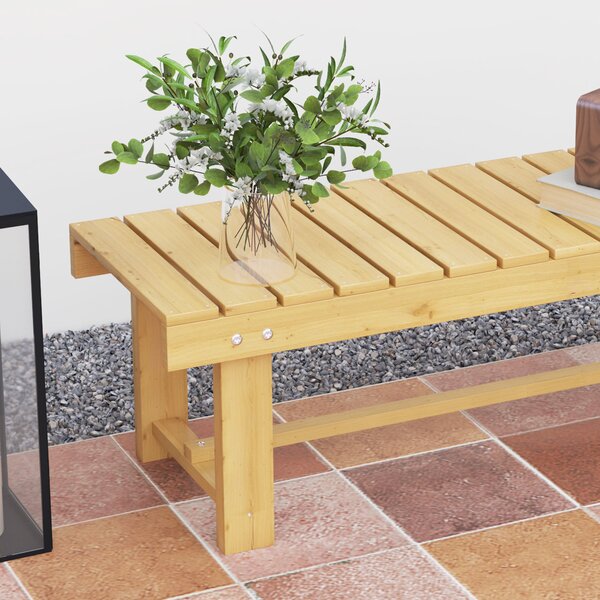 OUTSUNNY Dvojmiestna záhradná lavica z masívneho dreva 110 x 38 x 35 cm prírodná
