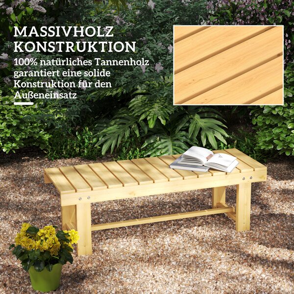 OUTSUNNY Dvojmiestna záhradná lavica z masívneho dreva 110 x 38 x 35 cm prírodná