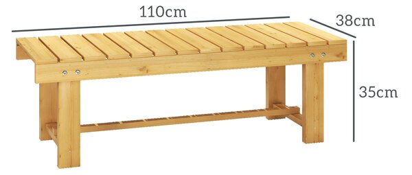 OUTSUNNY Dvojmiestna záhradná lavica z masívneho dreva 110 x 38 x 35 cm prírodná