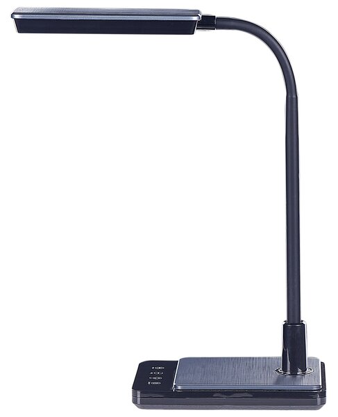 LED stolová lampa čierna syntetický materiál kancelárska lampa s nastaviteľným ramenom a stmievačom