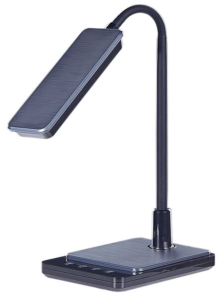 LED stolová lampa čierna syntetický materiál kancelárska lampa s nastaviteľným ramenom a stmievačom