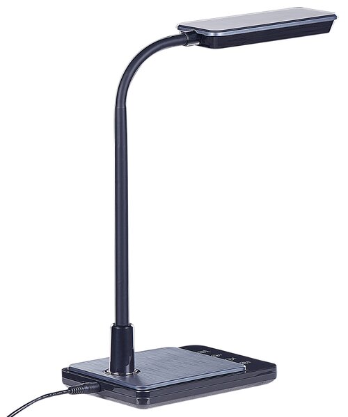 LED stolová lampa čierna syntetický materiál kancelárska lampa s nastaviteľným ramenom a stmievačom