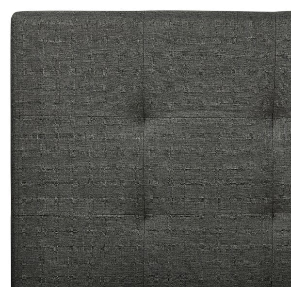 Posteľ 180 x 200 cm tmavosivá čalúnený rám s úložným priestorom čelo s gombíkmi