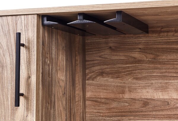 Skrinka na víno svetlohnedá drevotriesková doska stojan na víno komoda úložný priestor jedáleň obývacia izba