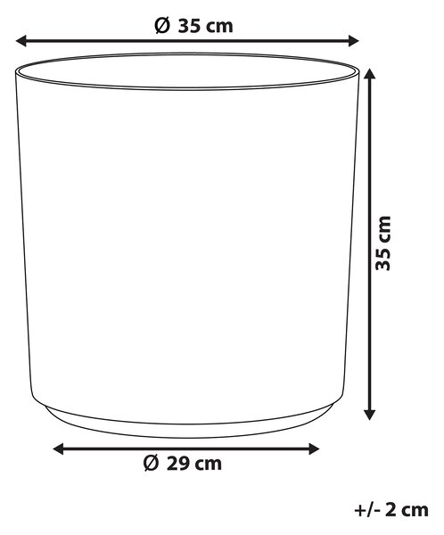 Kvetináč sivý ⌀ 35 cm vyrobený zo zmesi ílu a skleneného vlákna v modernom tvare valca