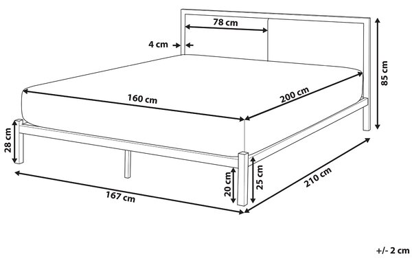 Kovová posteľ čierna 160 x 200 cm rám postele s roštom sivé čalúnené čelo minimalistický dizajn