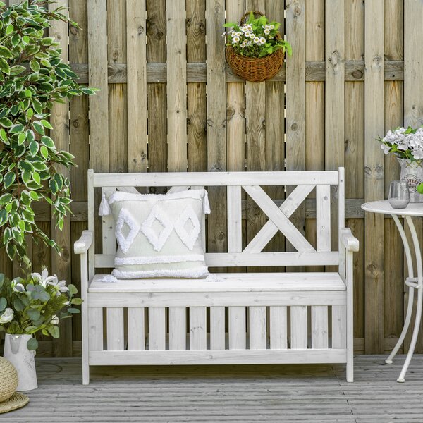 OUTSUNNY Záhradná lavica pre 2 osoby s úložným priestorom z jedľového dreva 115 x 61 x 85 cm