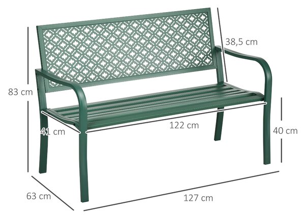 Záhradná lavička HOMCOM nosnosť 280 kg 127 x 63 x 83 cm tmavozelená