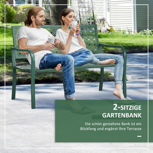 Záhradná lavička HOMCOM nosnosť 280 kg 127 x 63 x 83 cm tmavozelená