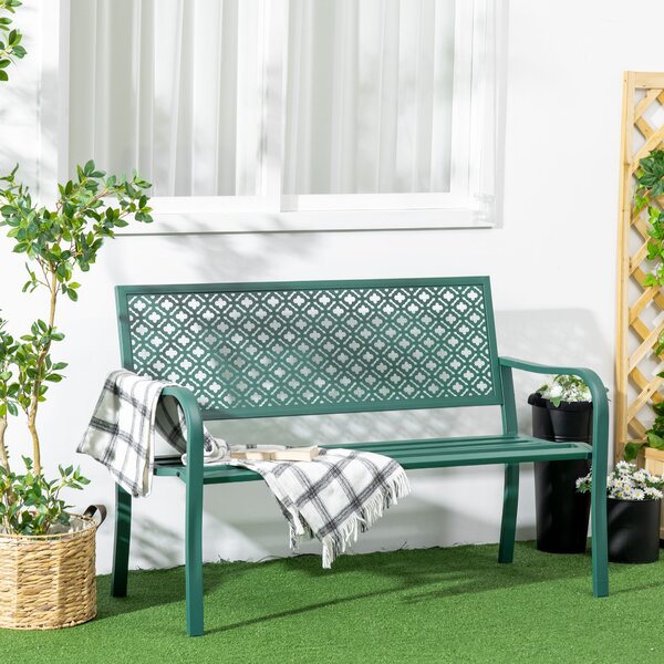Záhradná lavička HOMCOM nosnosť 280 kg 127 x 63 x 83 cm tmavozelená
